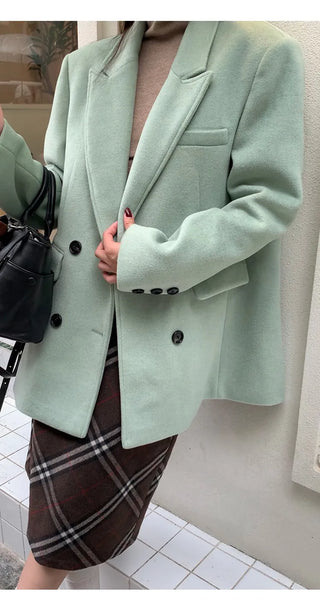 green wool coat