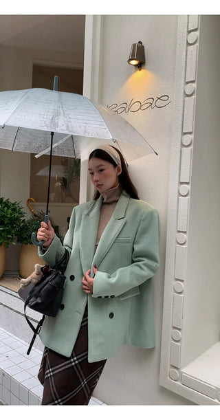 green wool coat