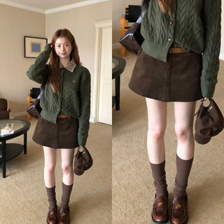 corduroy sheath skirt