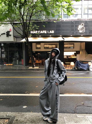 gray hooded coat