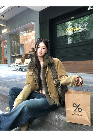 corduroy quilted coat