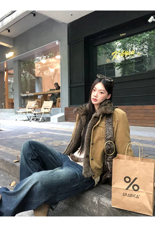 corduroy quilted coat