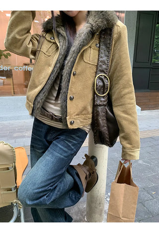 corduroy quilted coat