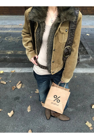 corduroy quilted coat