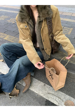 corduroy quilted coat