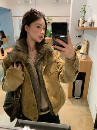 corduroy quilted coat