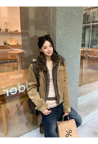 corduroy quilted coat