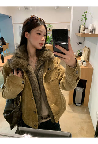 corduroy quilted coat