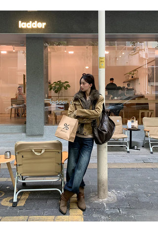 corduroy quilted coat