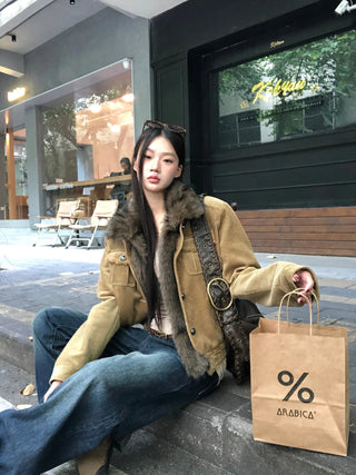 corduroy quilted coat