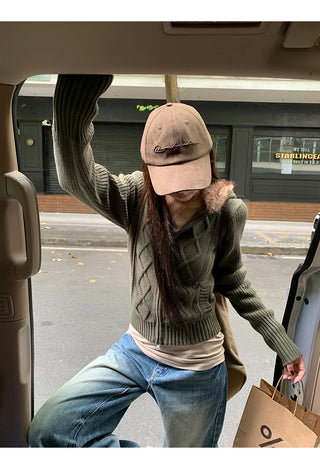 green hooded cardigan