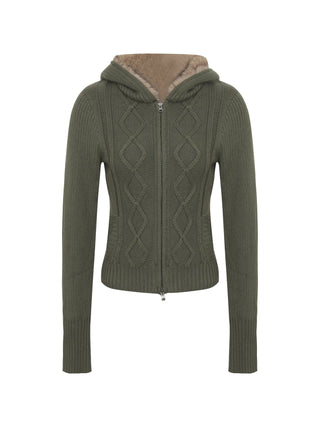 green hooded cardigan