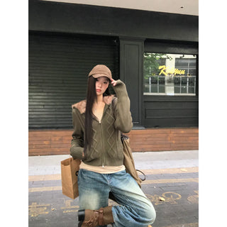 green hooded cardigan