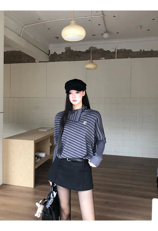 striped turtleneck sweater