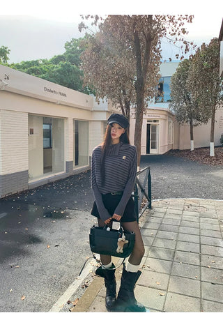 striped turtleneck sweater