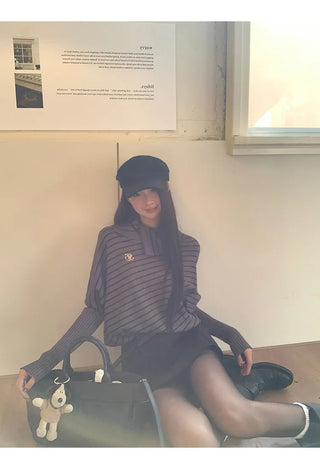 striped turtleneck sweater