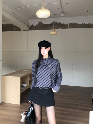 striped turtleneck sweater