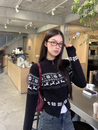 black knit cardigan