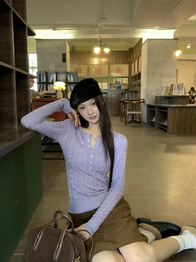 purple slim sweater
