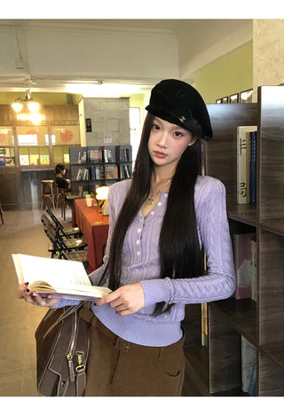 purple slim sweater