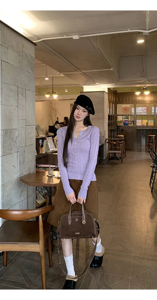purple slim sweater
