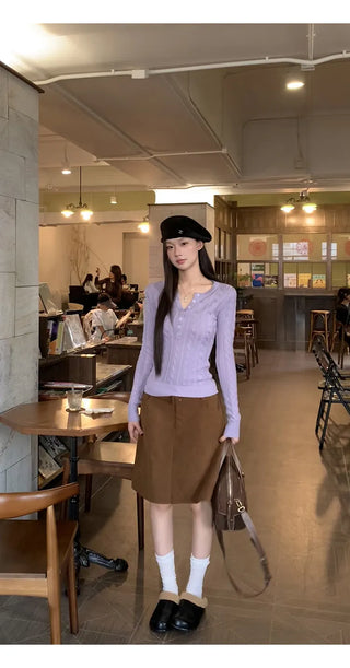 purple slim sweater