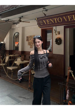 lace off-shoulder sweater