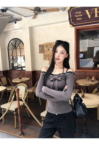 lace off-shoulder sweater