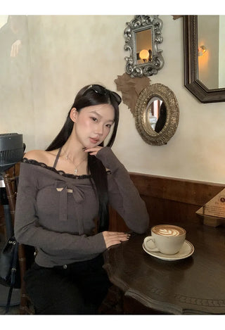 lace off-shoulder sweater