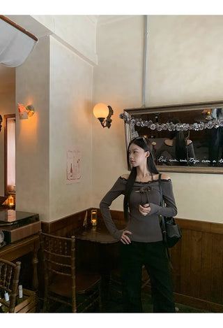 lace off-shoulder sweater