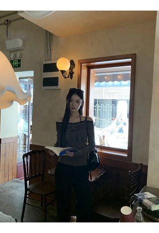 lace off-shoulder sweater