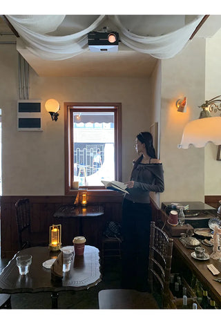 lace off-shoulder sweater