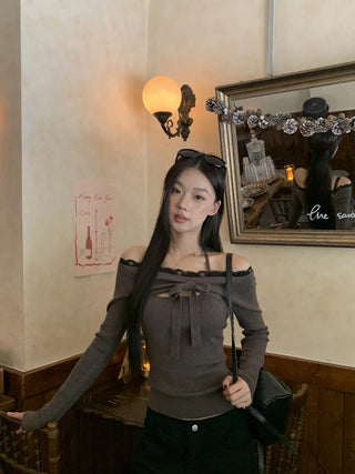 lace off-shoulder sweater