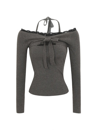 lace off-shoulder sweater