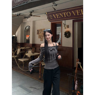 lace off-shoulder sweater