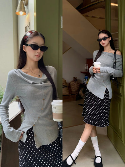 strapless gray top