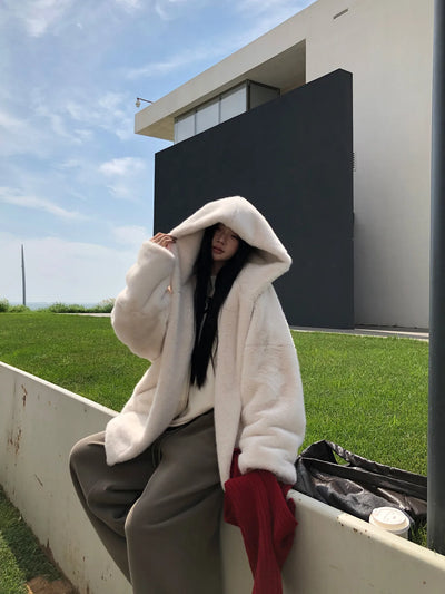 white fleece coat