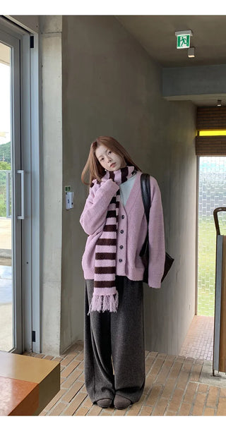 pink knit cardigan