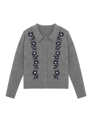 gray knit cardigan