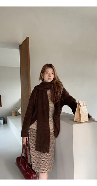coffee knit cardigan