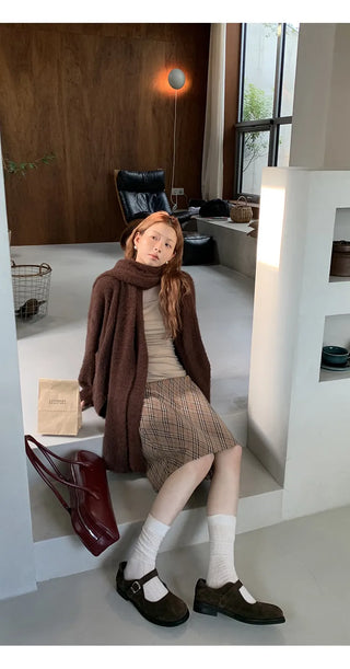 coffee knit cardigan