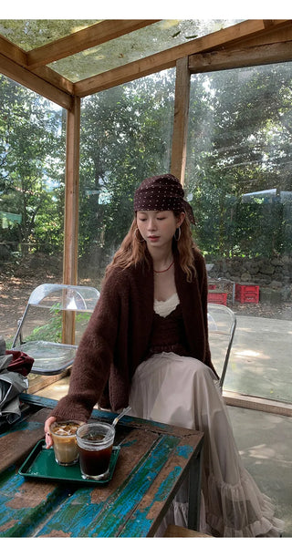 coffee knit cardigan