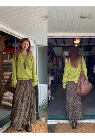 green diagonal sweater
