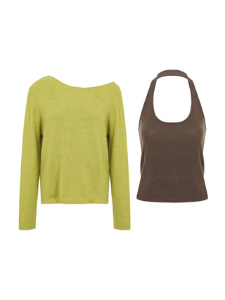 green diagonal sweater