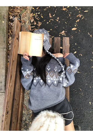 off-shoulder fairisle sweater