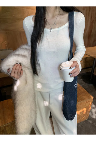 white slim sweater