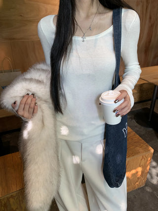 white slim sweater