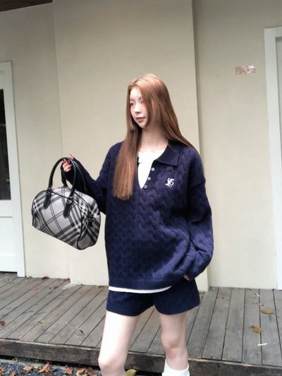 blue knit sweater