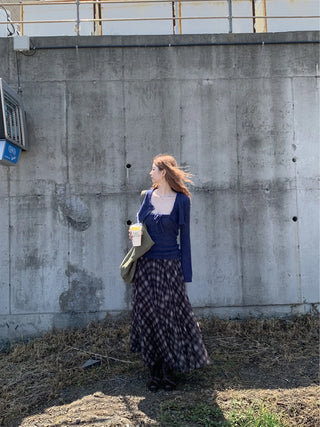 plaid A-line skirt