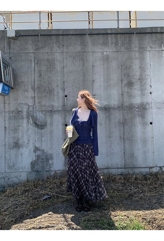 plaid A-line skirt